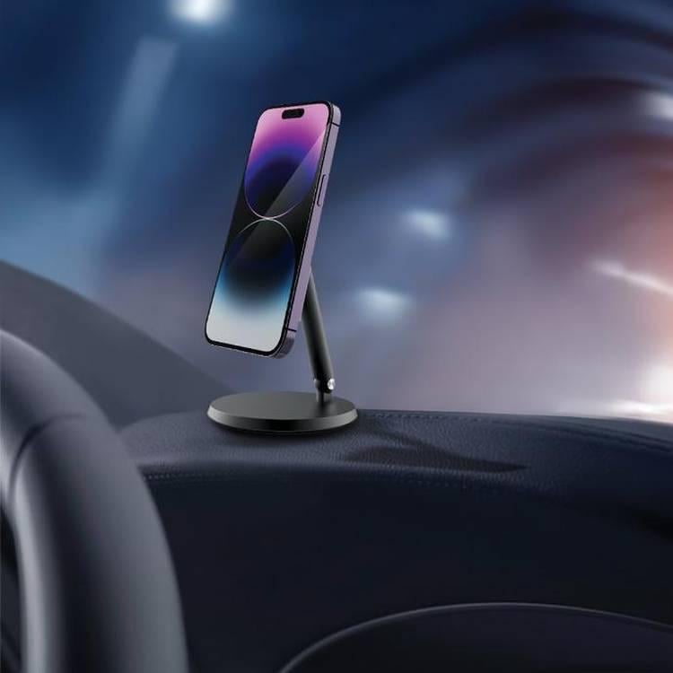 ستاند جوال لأجهزة ايفون مع قاعدة تثبيت مغناطيسية  بورولجي رمادي غامق  Powerology Desktop Acute Magsafe Phone Stand with 17*N5 Magnets Dark Grey