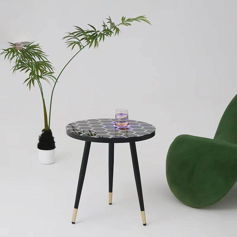 طاولة قهوة دائرية زجاجية مع إضاءة لمس Touch Sensitive Luminescent Coffee Table