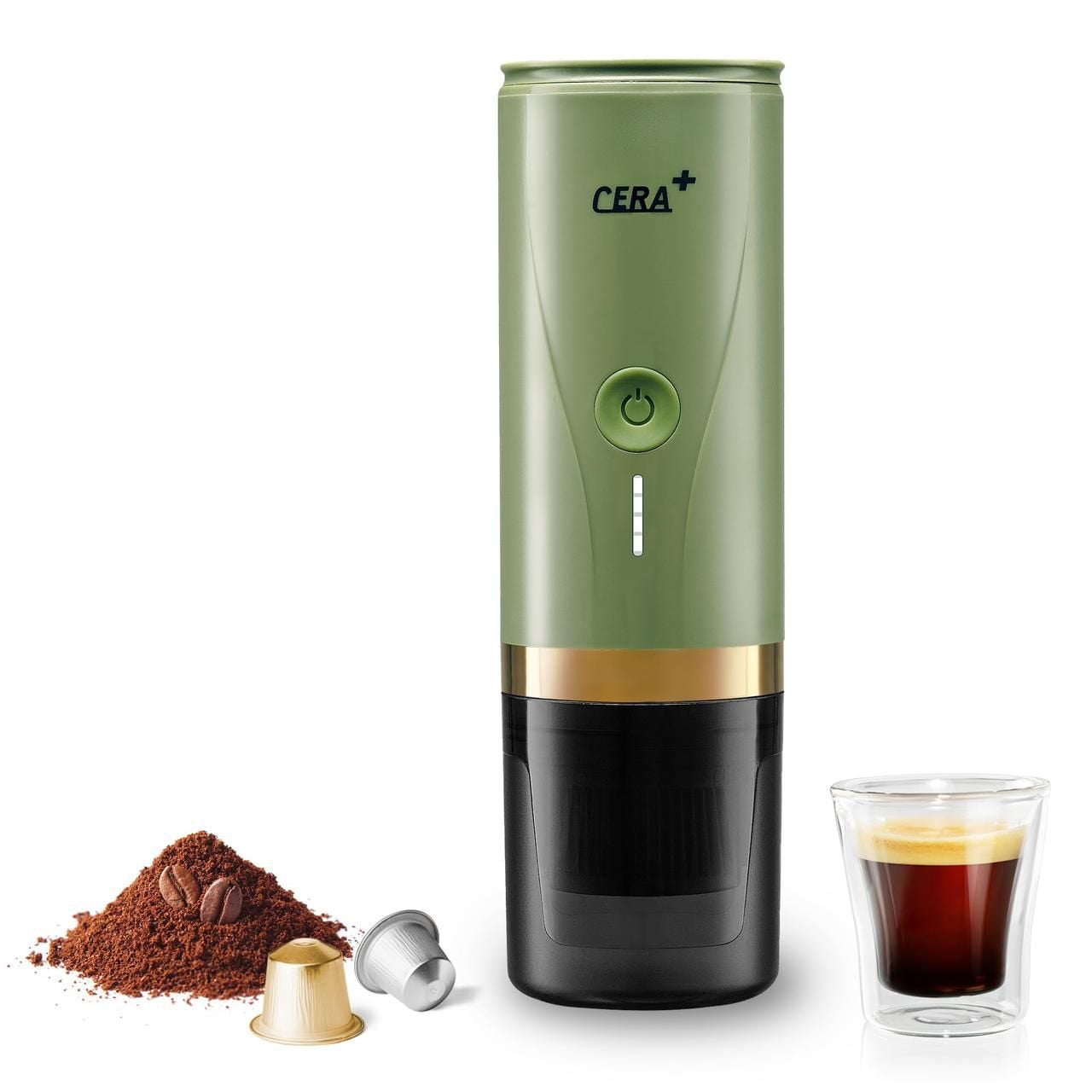 ماكينة اسبريسو كبسولات محمولة 20 بار 7500 مللي أمبير Cera+ Portable Espresso Machine