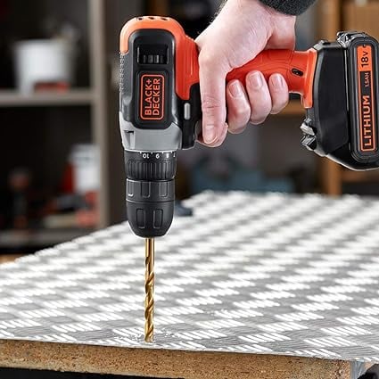 دريل كهربائي لا سلكي 600 دورة مع بطاريتين وقاعدة شحن بلاك اند ديكر Black+Decker Cordless Drill Driver With 2 Batteries And Charger In Kit Box