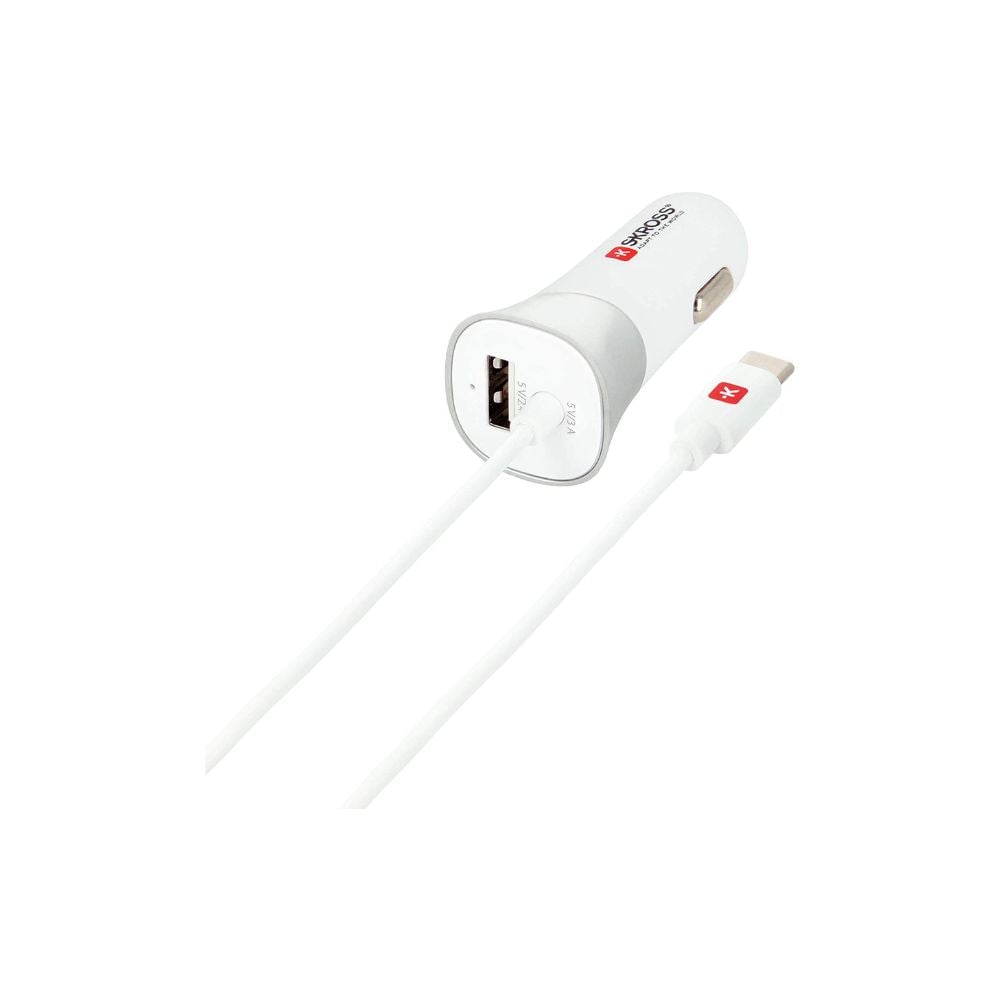 شاحن سيارة تايب سي 5.4 أمبير سكروس Skross Usb Car Charger With Type C Connector
