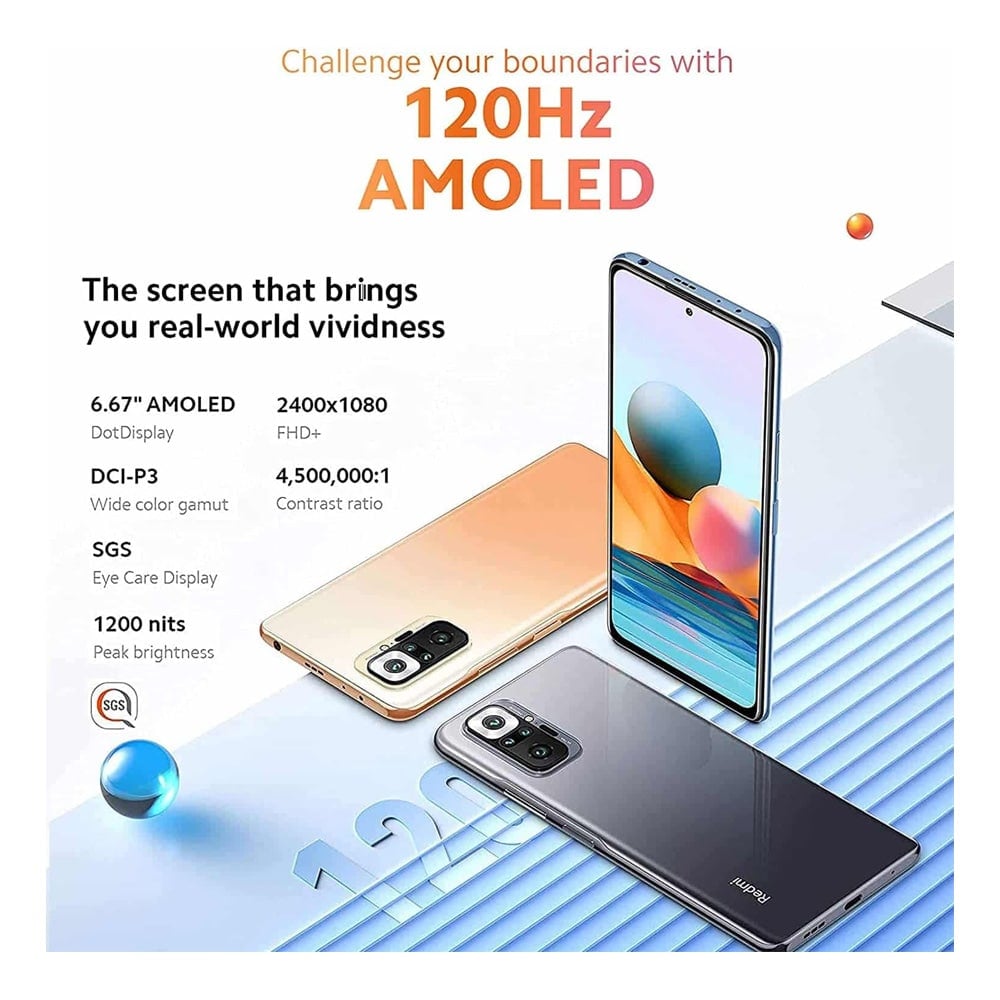 Xiaomi Redmi Note 10 Pro, 6.67" AMOLED Display, 6GB RAM, 128GB Storage, 33W Fast Charging, 108MP Camera, Snapdragon 732G, 5020mAh Battery, Glacier Blue