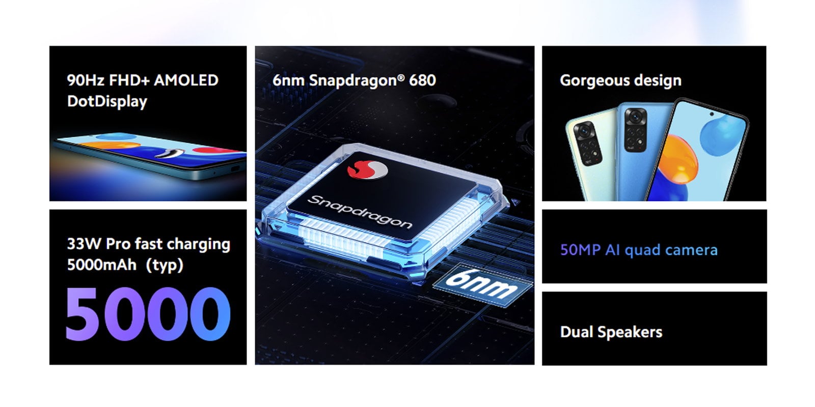 موبايل جوال شاومي ريدمي نوت 11 رام 6 جيجا 128 جيجا تخزين رمادي شاومي Xiaomi Redmi Note 11 Dual SIM