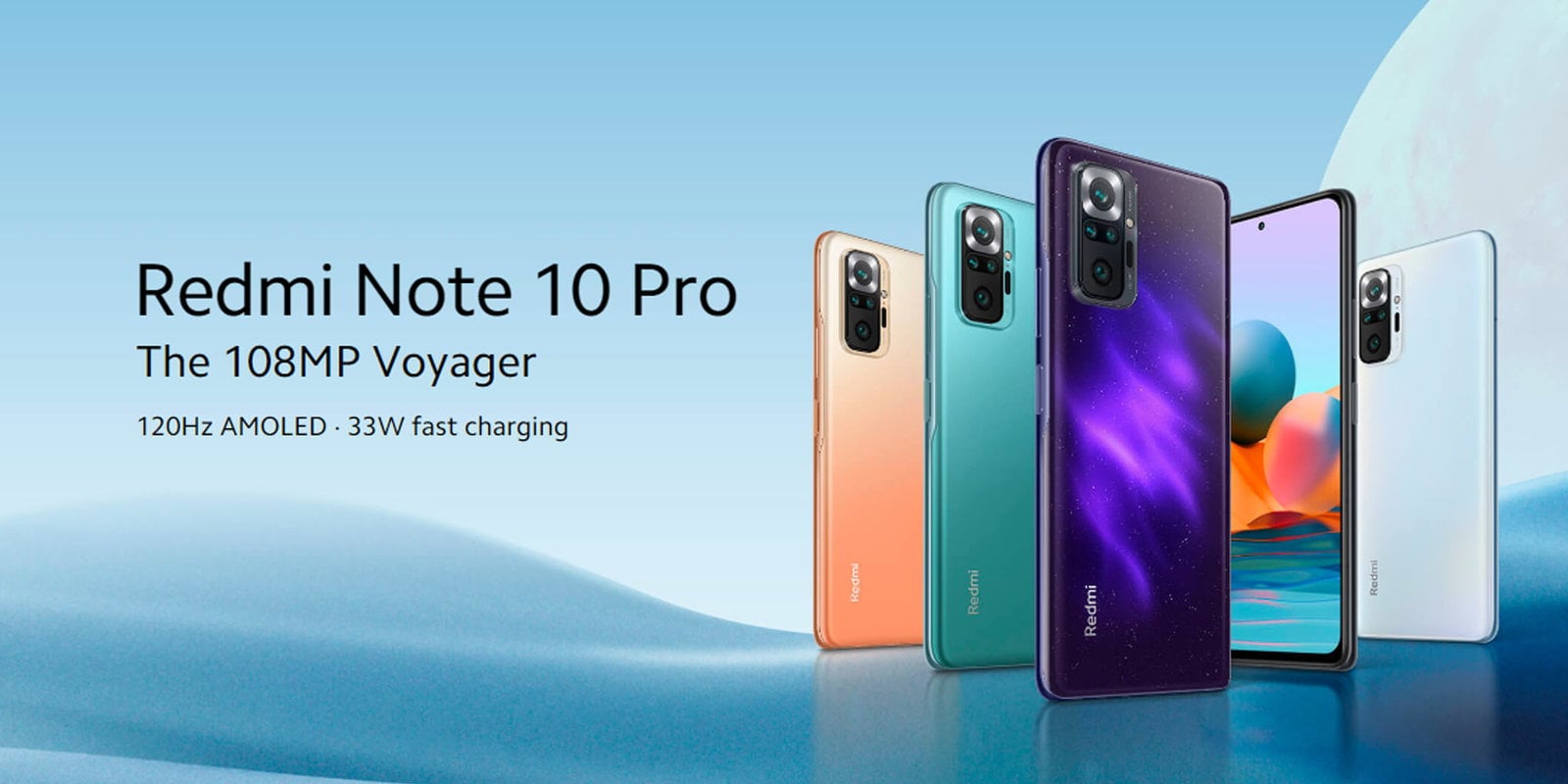 Xiaomi Redmi Note 10 Pro, 6.67" AMOLED Display, 6GB RAM, 128GB Storage, 33W Fast Charging, 108MP Camera, Snapdragon 732G, 5020mAh Battery, Glacier Blue