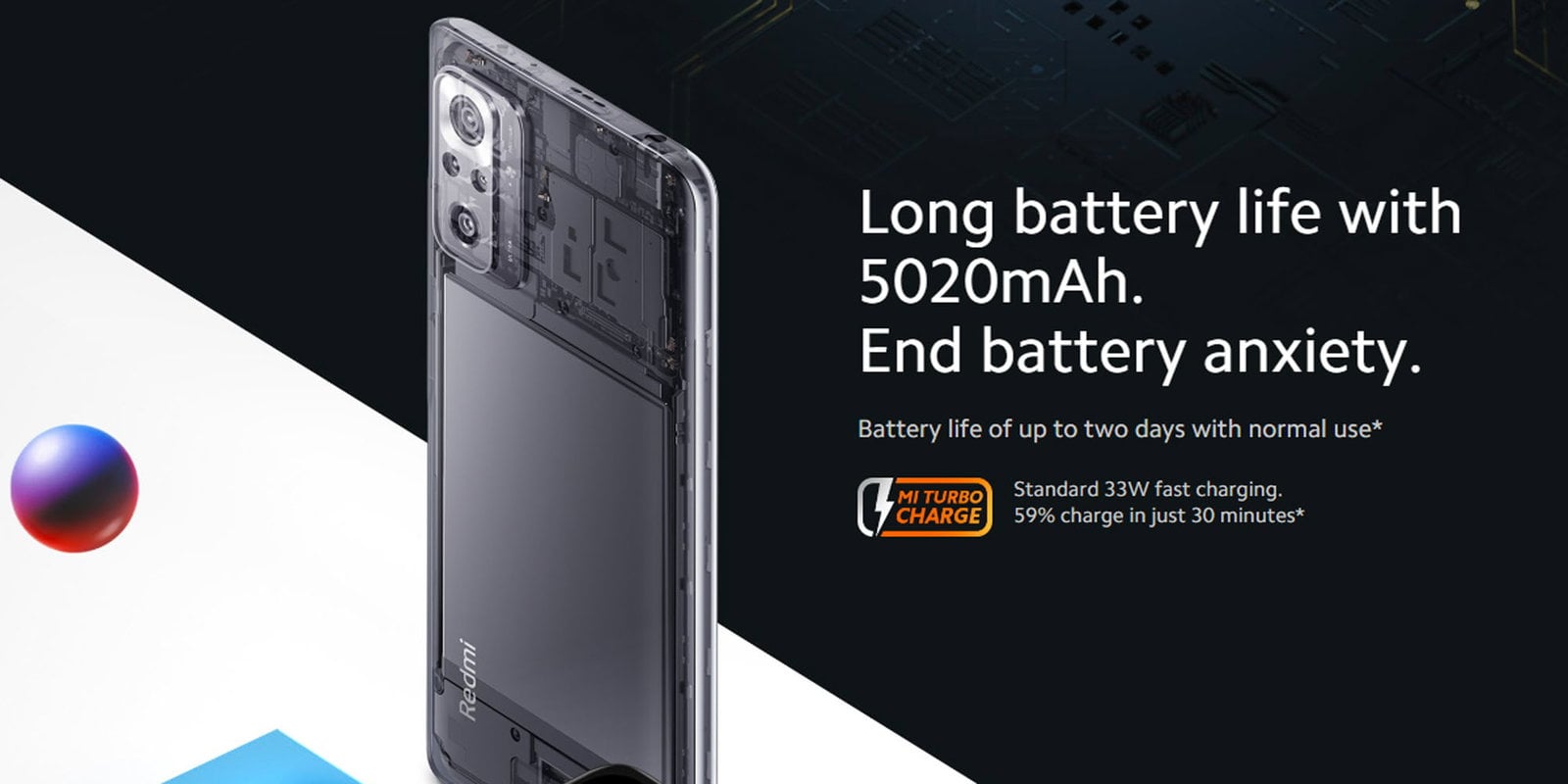 Xiaomi Redmi Note 10 Pro, 6.67" AMOLED Display, 6GB RAM, 128GB Storage, 33W Fast Charging, 108MP Camera, Snapdragon 732G, 5020mAh Battery, Glacier Blue