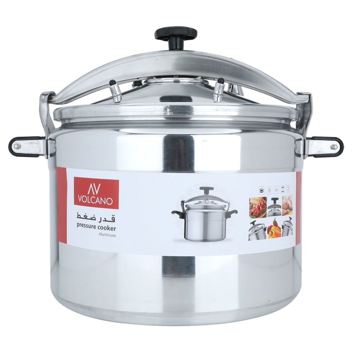 قدر ضغط فولكانو مصنوع من الألمنيوم بسعة 50لتر من السيف غاليري Al Saif Gallery Volcano Silver Aluminum Pressure Cooker 50 Liter