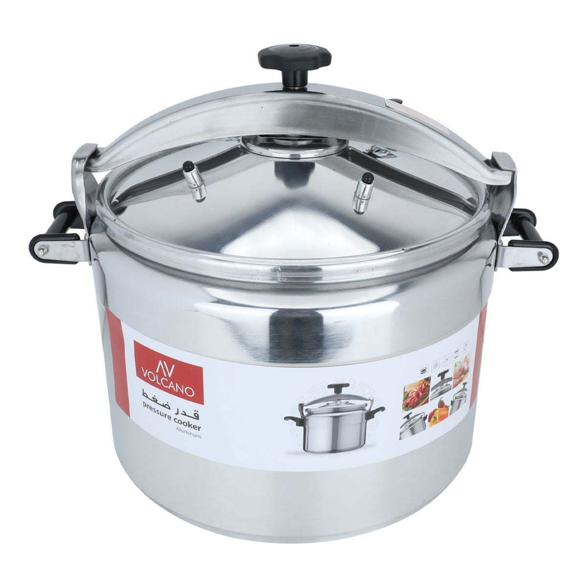 قدر ضغط فولكانو مصنوع من الألمنيوم بسعة 50لتر من السيف غاليري Al Saif Gallery Volcano Silver Aluminum Pressure Cooker 50 Liter