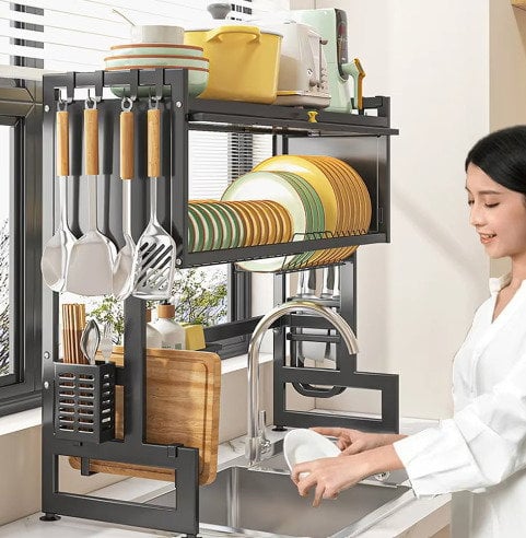 رف تجفيف الصحون فوق المغسلة Over Sink Dish Drying Rack