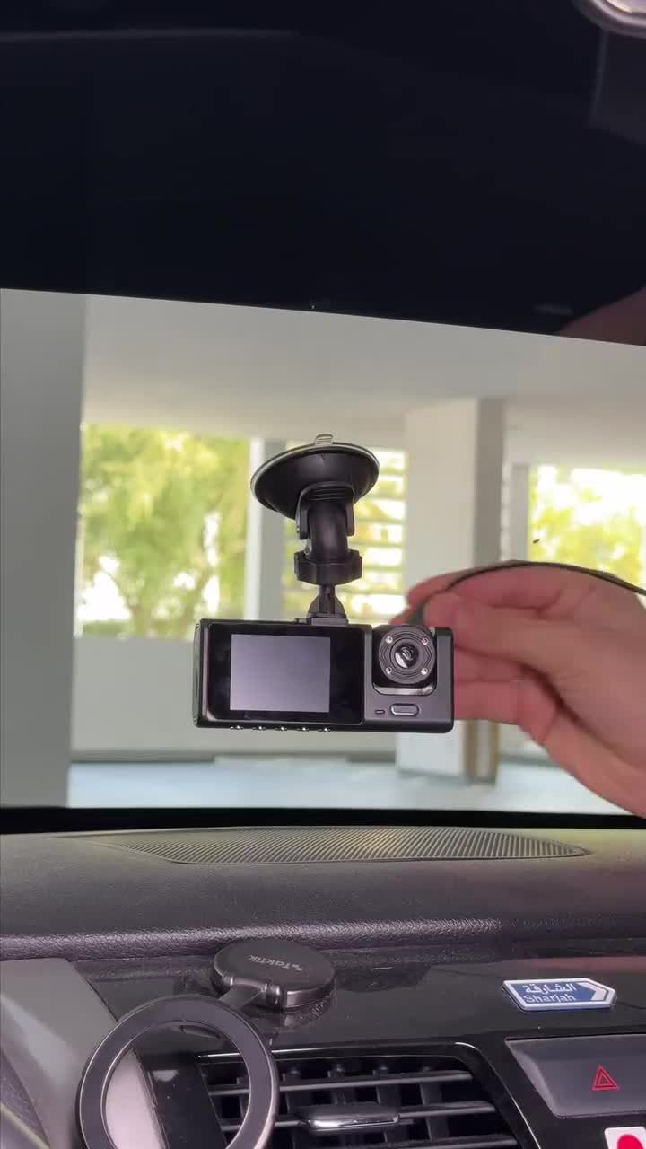 CRONY S11 Three-Camera 1920*1080 pushbutton dashcam 1080P DVR Dashcam Front Indoor and Rear View Camera Driving Recorder 2 Inch Screen Dash Cam Support Night Vision Loop Recording