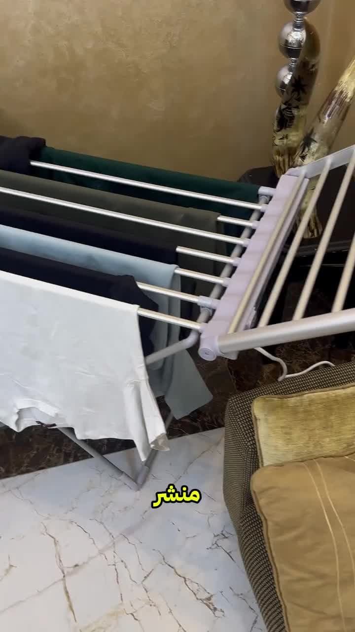 منشر ملابس حراري كهربائي قابل للطي مع وحدة تحكم في درجة الحرارة والتوقيت 230 واط Folding Electric Heated Clothes Dryer Rack Temperature Controller Timing