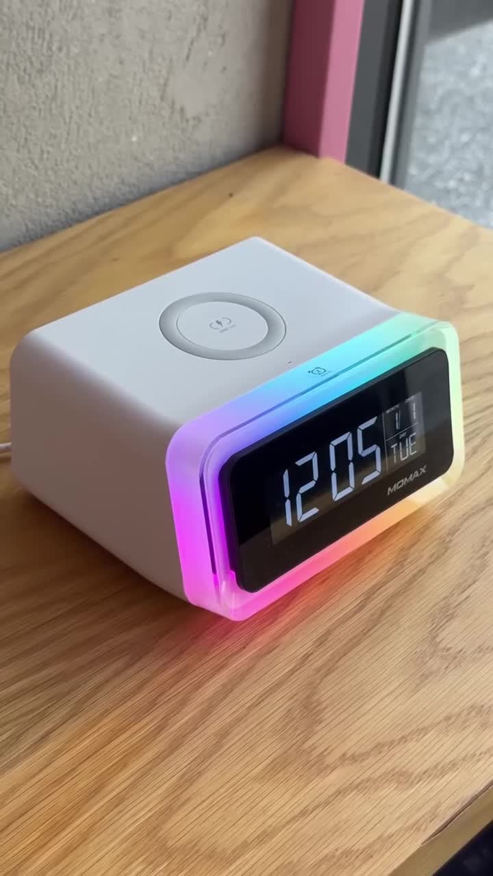 ساعة ديجيتال مع شاحن لاسلكي Q.CLOCK 2 MOMAX - أبيض الأصلي