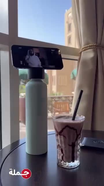 مطارة ماء حار وبارد تكتك 750 مللي مع ستاند جوال مدمج Taktik Thermal Bottle With Magnetic Phone Holder
