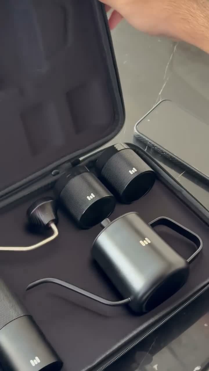 حقيبة سفر لتحضير القهوة لون أسود طقم متكامل من ماكنوا Macnoa Macroam Brewbag
