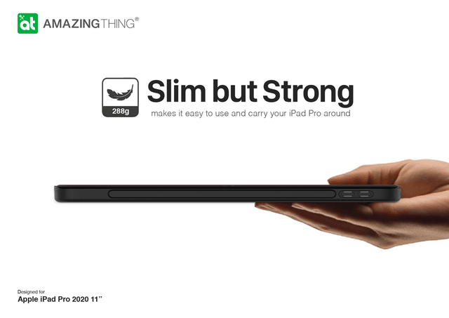 AMAZINGTHING at gentle folio case for ipad pro 11 2020 with pencil holder black