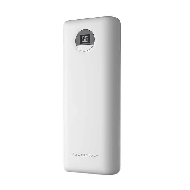 شاحن متنقل 20000 ميللي أمبير 30 واط أبيض باورولوجي Powerology White 30W 20000Mah Power Bank