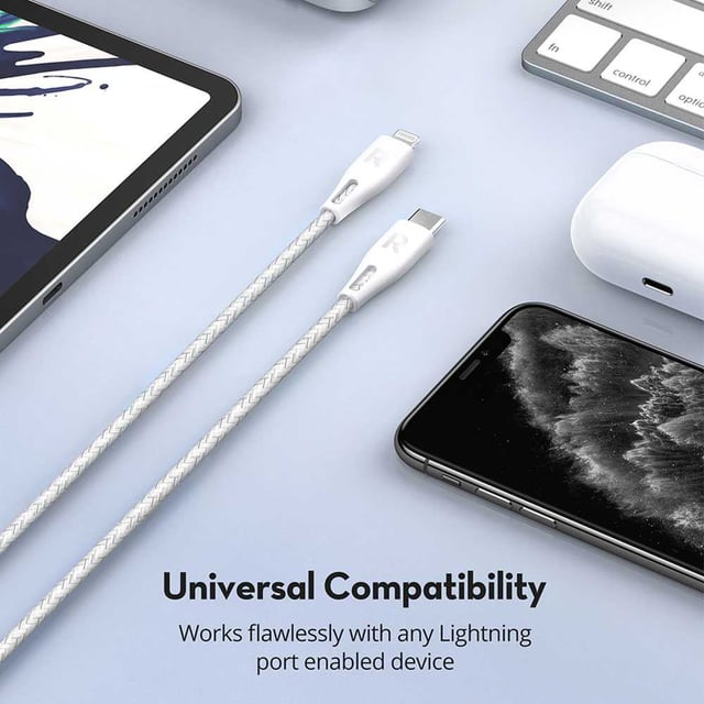 Order ravpower nylon braided type c to lightning cable 1 2m white Now ...