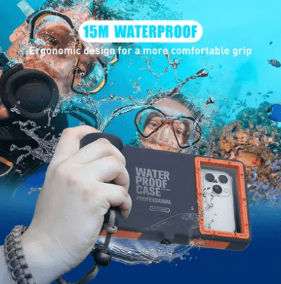 كفر جوال ضد الماء 15 متر مع تحكم عن بعد Shellbox IP68 Waterproof Phone Case