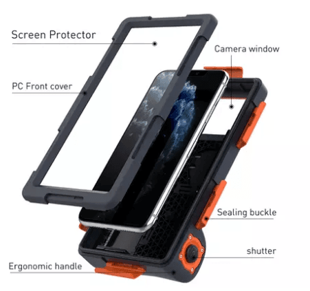 كفر جوال ضد الماء 15 متر مع تحكم عن بعد Shellbox IP68 Waterproof Phone Case