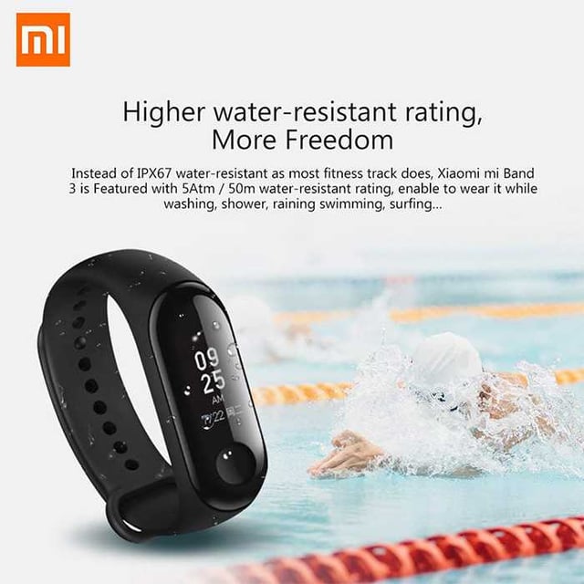 ساعة شاومي Xiaomi Mi Fitness Band 3 with HR and Display - أسود