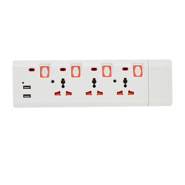 محول كهرباء للمنزل 3 منافذ و 2 يو اس بي جيباس Geepas 3 Way Extension Socket with 2 USB Port