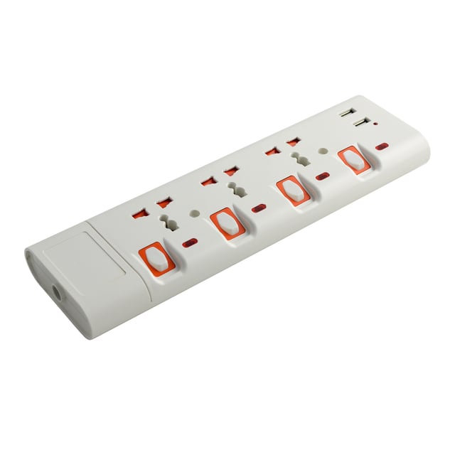 محول كهرباء للمنزل 3 منافذ و 2 يو اس بي جيباس Geepas 3 Way Extension Socket with 2 USB Port
