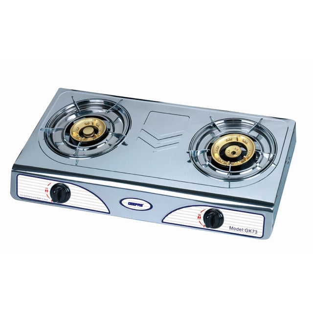 فرن غاز ذو شمعتين Geepas Stainless Steel Gas Stove Burner , Auto Ignition, Robust Build