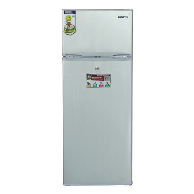 Geepas 205L Double Door Refrigerator GRF2400SXE