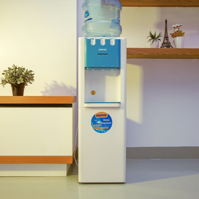 Geepas GWD8354 Water Dispenser - 3 Taps with Hot/Normal/Cool with Fast Cooling & Low Noise- Stainless Steel tank - Ideal for Office,Banks, Hotels, Home & More