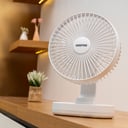 Geepas GF21157 8-inch Rechargeable Fan - Portable Design, 3 Blade with 9-Hours working - Led Night Light -AC/DC Function & Adjustable Head - 2 Years warranty