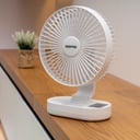 Geepas GF21157 8-inch Rechargeable Fan - Portable Design, 3 Blade with 9-Hours working - Led Night Light -AC/DC Function & Adjustable Head - 2 Years warranty