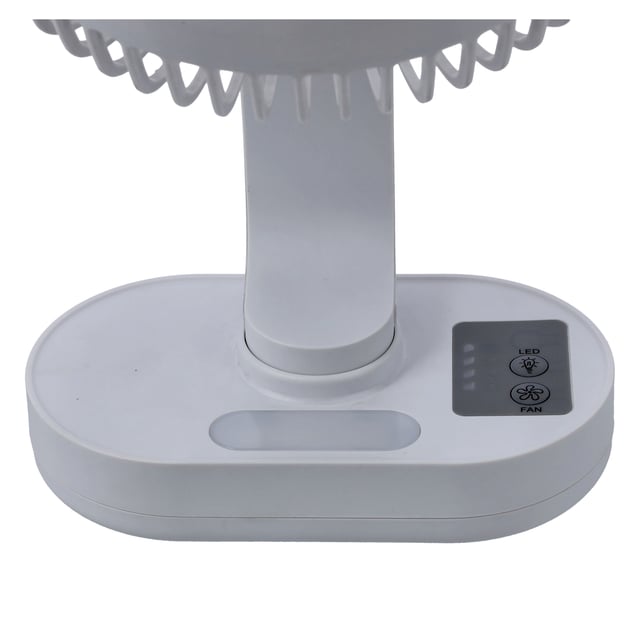 Geepas GF21157 8-inch Rechargeable Fan - Portable Design, 3 Blade with 9-Hours working - Led Night Light -AC/DC Function & Adjustable Head - 2 Years warranty