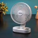 Geepas GF21157 8-inch Rechargeable Fan - Portable Design, 3 Blade with 9-Hours working - Led Night Light -AC/DC Function & Adjustable Head - 2 Years warranty