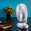 Geepas GF21157 8-inch Rechargeable Fan - Portable Design, 3 Blade with 9-Hours working - Led Night Light -AC/DC Function & Adjustable Head - 2 Years warranty
