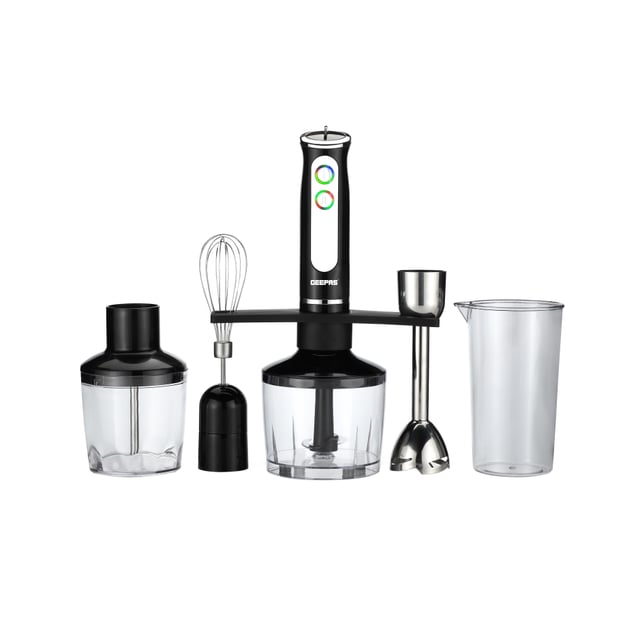 Geepas Hand Blender Multi Purpose Portable-2 Speeds With 8 Variable Speeds, Stainless Steel Blade & Whisk Perfect Smoothies & Grinding Coffee