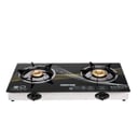 Geepas GK6879 2-Burner Gas Hob 70 mm & 90 mm - Tempered Glass Worktop - Automatic Ignition, 2 Heating Zones 4.5Kw- Stainless Steel Frame - 2 Years Warranty