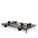 Geepas GK6879 2-Burner Gas Hob 70 mm & 90 mm - Tempered Glass Worktop - Automatic Ignition, 2 Heating Zones 4.5Kw- Stainless Steel Frame - 2 Years Warranty