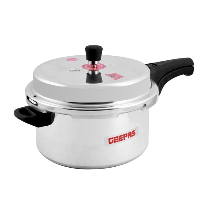 Geepas GPC327 7.5L Stainless Steel Induction Base Pressure Cooker - Lightweight & Durable Cooker with Lid, Cool Handle & Safety Valves - 5 Years Warranty