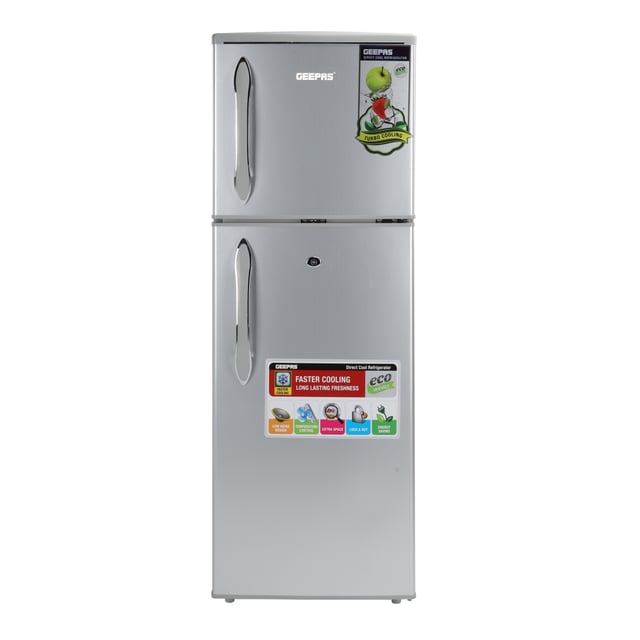 ثلاجة جيباس صغيرة 132 لتر بابين مع خاصية التبريد السريع Geepas Double Door Refrigerator