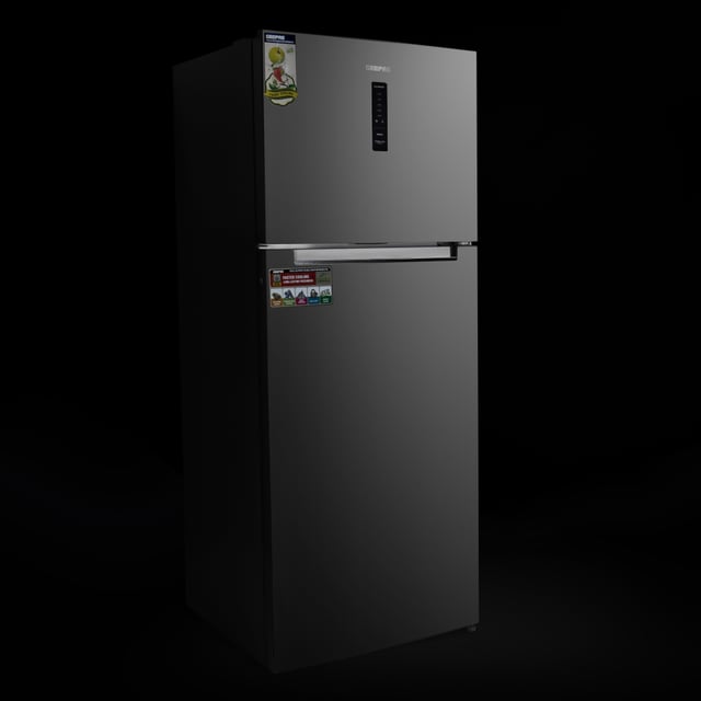 Geepas GRF5109SXHN 500L Double Door Refrigerator - Digital Temperature Control Quick Cooling & Long-lasting Freshness, Recessed Handle
