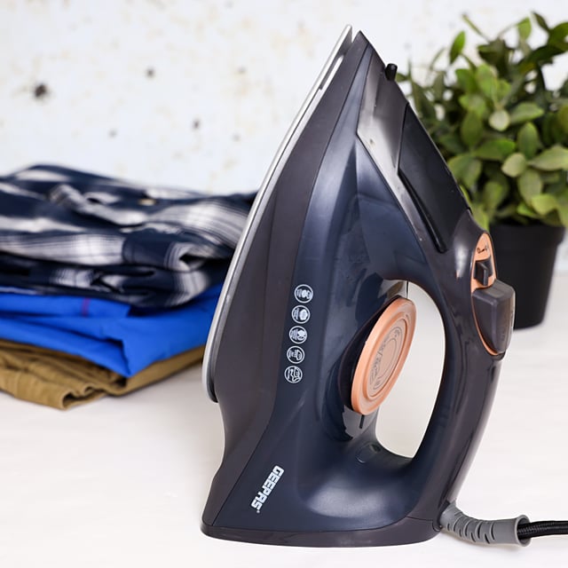 Geepas GSI7703 2400W Steam Iron - Wet Steam Iron - Adjustable Temperature Control, Ceramic Soleplate - Dry/Steam/Burst of Steam/Vertical Steam Function