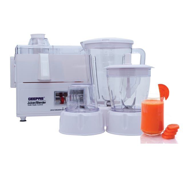 خلاط كهربائي بسعة 1.6 لتر Geepas 4-in-1 Food Processor & Juicer | 1.6L Jar, | 600W