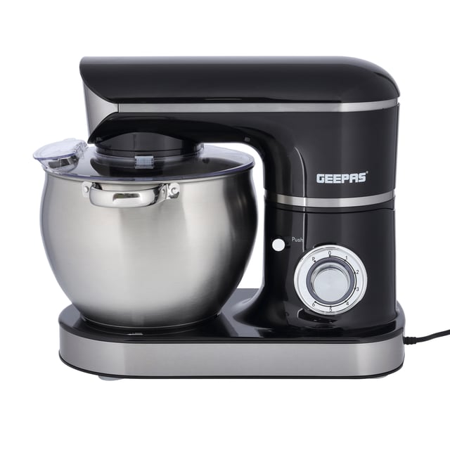 Geepas GSM43040 1500W Stand Mixer with 8.5LStainless Steel Mixing Bowl - Ideal for Bread & Dough - 6 Speed with Pulse, & Eject Button - Whisk, Beaters & Dough Hook - 2 Year Warranty