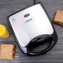 Geepas GST5391 1100W 4 Slice Sandwich Maker - Cooks Delicious Crispy Sandwiches - Cool Touch Handle, Automatic Temperature Control and Non-Stick Plate - Breakfast Sandwiches & Cheese Snack - 2 Years Warranty