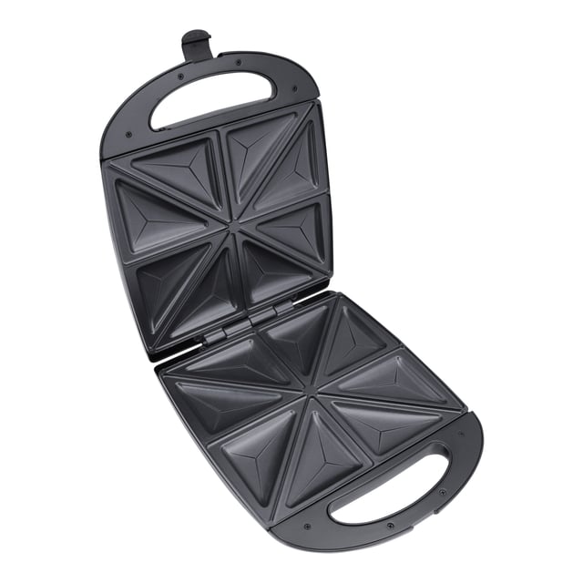 Geepas GST5391 1100W 4 Slice Sandwich Maker - Cooks Delicious Crispy Sandwiches - Cool Touch Handle, Automatic Temperature Control and Non-Stick Plate - Breakfast Sandwiches & Cheese Snack - 2 Years Warranty