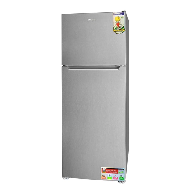 Geepas GRF4120SSXN 410L Double Door Refrigerator - Double Temperature Setting Feature, Quick Cooling & Long-lasting Freshness, Low Noise, Low Energy Consumption, Defrost Refrigerator - 1 Year Warranty