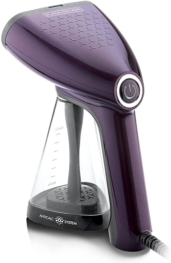Black+Decker 1500W Handheld Portable Garment Steamer with Auto Shut Off Dark Purple HST1500 B6