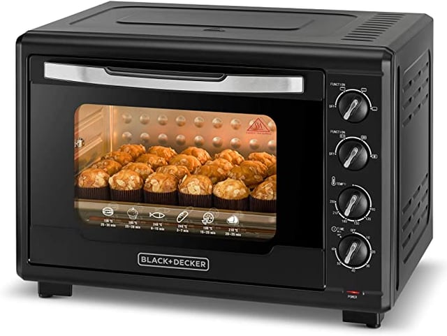 فرن كهربائي زجاجي وتوستر للتحميص 55 لتر بلاك اند ديكر BLACK+DECKER 55 L Glass Electric Oven And Toaster For Roasting