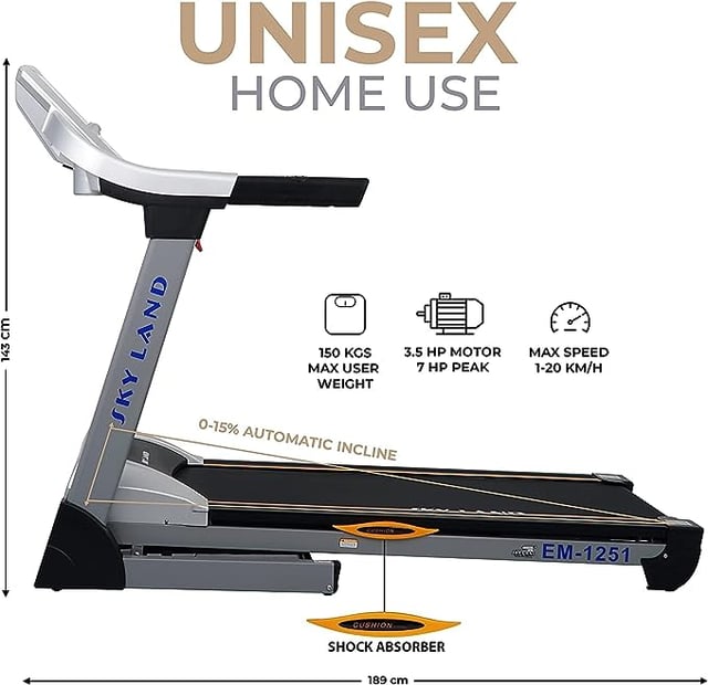 جهاز جري كهربائي منزلي سكاي لاند 20 كم/س مع شاشة رقمية SkyLand Digital Display Foldable 20km/h Home Use Treadmill