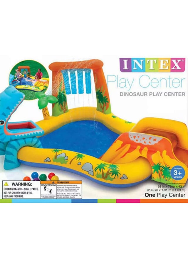 مسبح للأطفال بشكل ديناصور قابل للنفخ 249x191x109سم| Intex Dinosaur Themed Play Pool