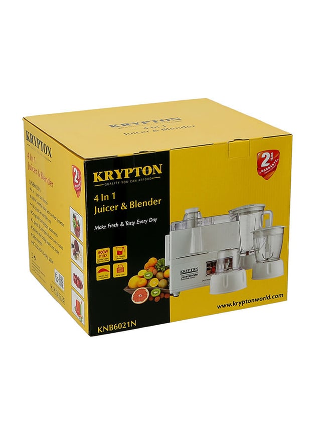 Krypton 4 in 1 Juicer and Food Processor, Blender, Chopper & Grinder with KNB6021 White